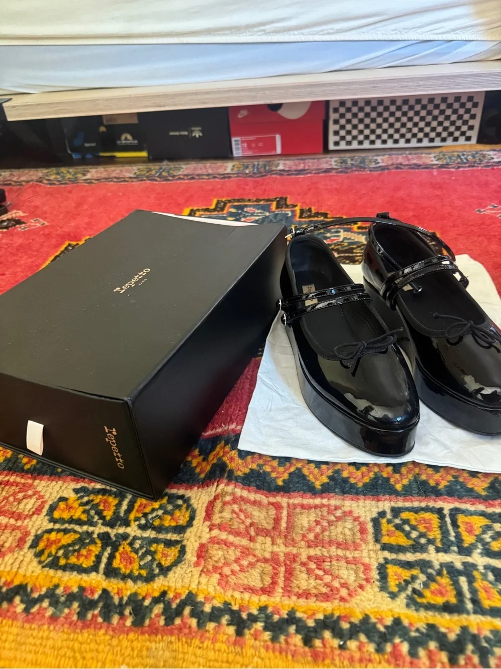 Repetto Black Patent Mary Jane Platform Shoes - Women's